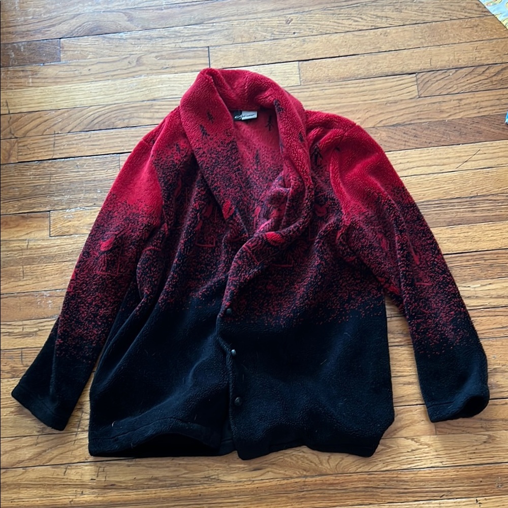 Red and Black Gradient Cardigan